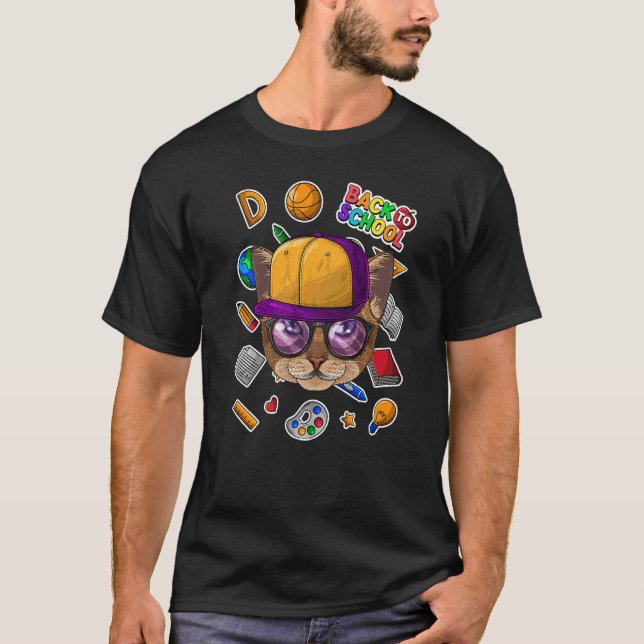 Abyssinian Back To School First Day Of School Cat T-Shirt (Front)