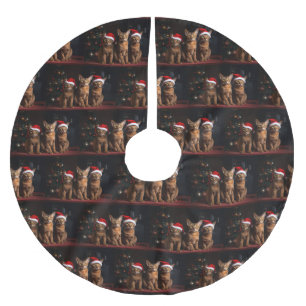Abyssinian by the Fireplace Christmas Brushed Polyester Tree Skirt