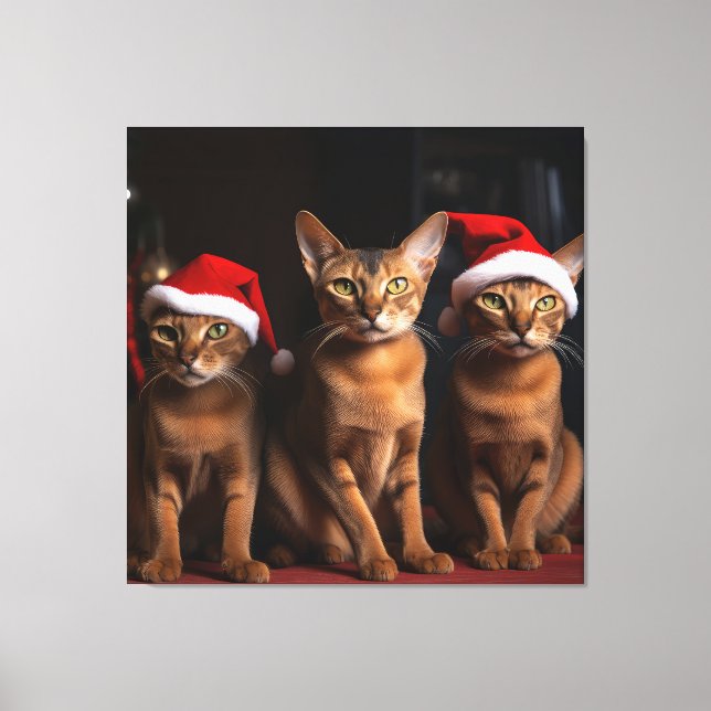 Abyssinian by the Fireplace Christmas Canvas Print (Front)