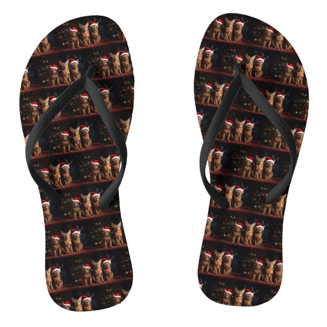 Abyssinian by the Fireplace Christmas Flip Flops (Footbed)