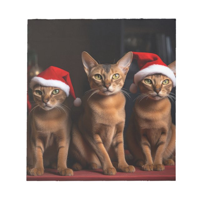 Abyssinian by the Fireplace Christmas Notepad (Front)