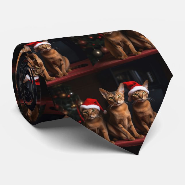 Abyssinian by the Fireplace Christmas Tie (Rolled)