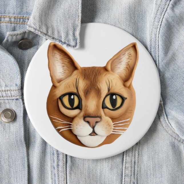 Abyssinian Cat 3D Inspired 6 Cm Round Badge (In Situ)