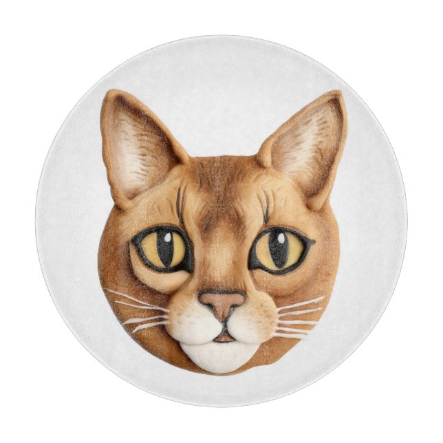 Abyssinian Cat 3D Inspired Cutting Board (Front)