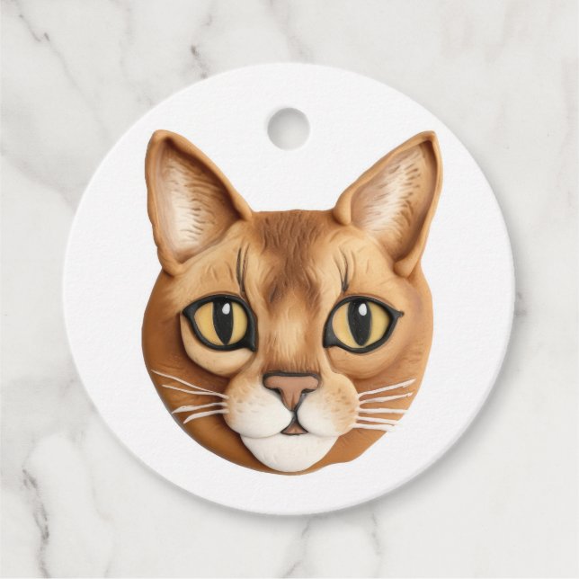 Abyssinian Cat 3D Inspired Favour Tags (Front)