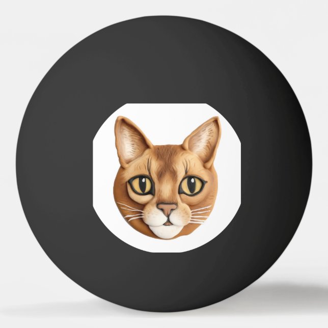 Abyssinian Cat 3D Inspired Ping Pong Ball (Front)