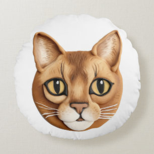 Abyssinian Cat 3D Inspired Round Cushion