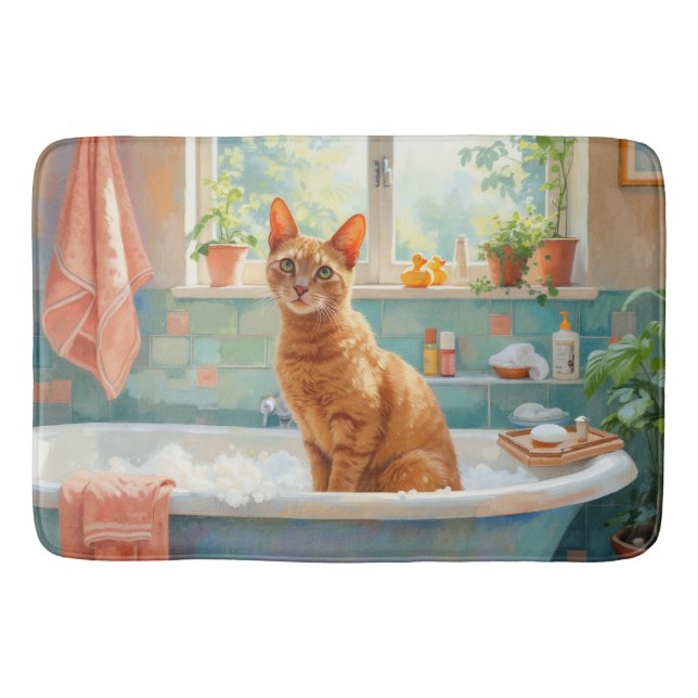 Abyssinian Cat Bath Decor Mat (Front)