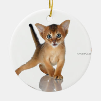 Abyssinian cat ceramic tree decoration