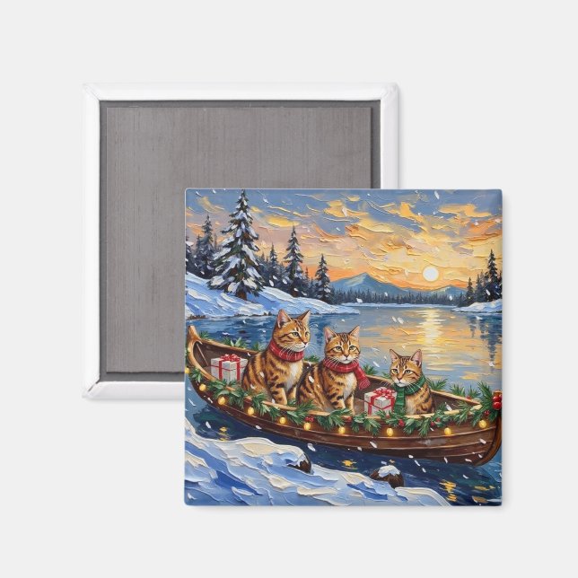 Abyssinian Cat Christmas Boat Holiday Magnet (Front/Back)