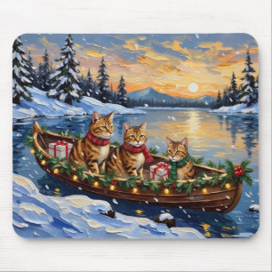 Abyssinian Cat Christmas Boat Holiday Mouse Mat