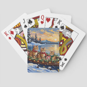 Abyssinian Cat Christmas Boat Holiday Playing Cards