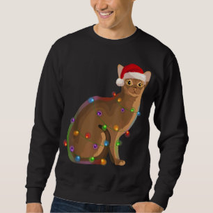 Abyssinian Cat Christmas Lights Xmas Cat Lover Sweatshirt