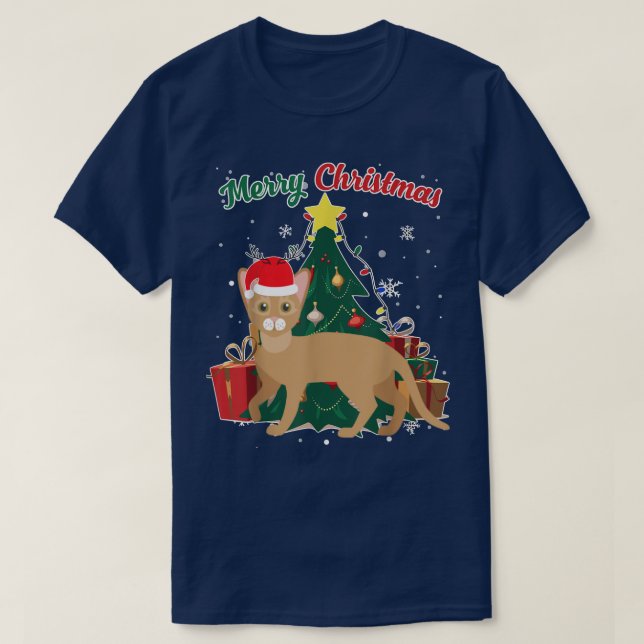 Abyssinian Cat Christmas Tree Snow Flakes Xmas Pre T-Shirt (Design Front)