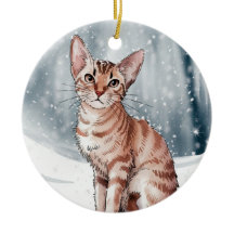 Abyssinian Cat Circle Christmas Xmas Ornament