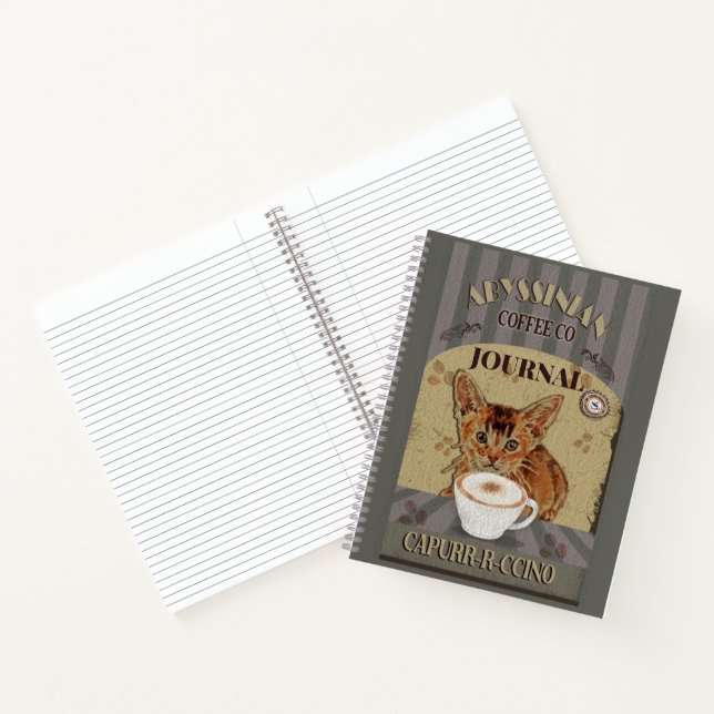 Abyssinian Cat Coffee Capurrrccino Vintage Poster Notebook (Inside)