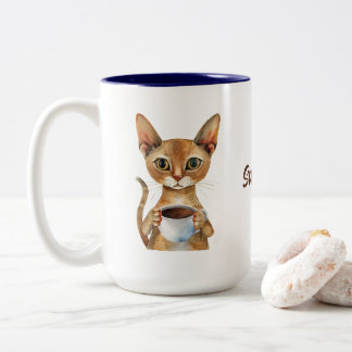 Abyssinian Cat Coffee Personalised Two-Tone Coffee Mug