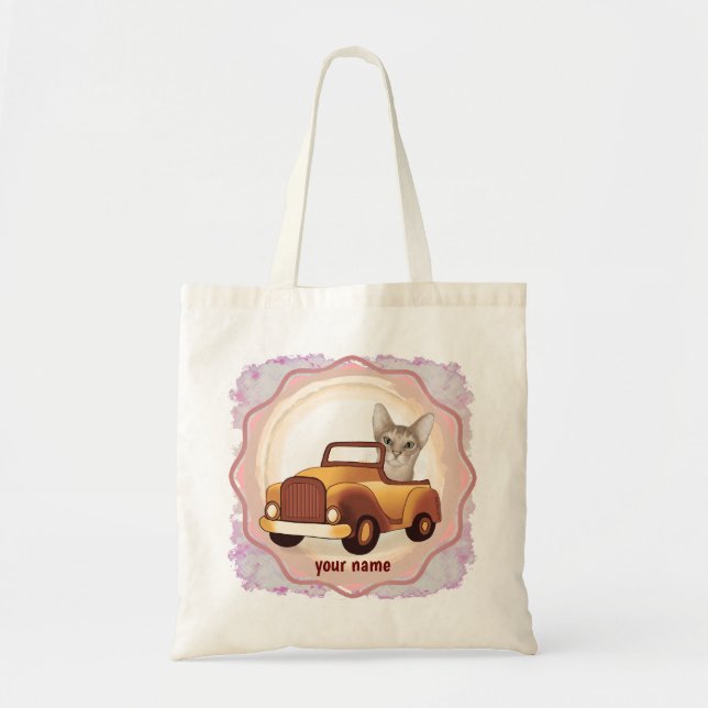 Abyssinian Cat Driving Car  Tote Bag (Front)