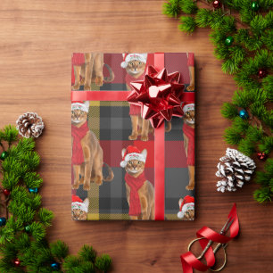 Abyssinian Cat Ho Ho Ho Santa Hat Meowy Christmas Wrapping Paper