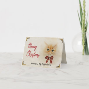 Abyssinian Cat Meowy Christmas Watercolor Art Holiday Card