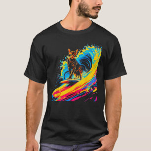 Abyssinian Cat Surfing T-Shirt