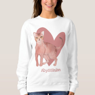 Abyssinian Cat Watercolor Kitty Pink Heart Sweatshirt