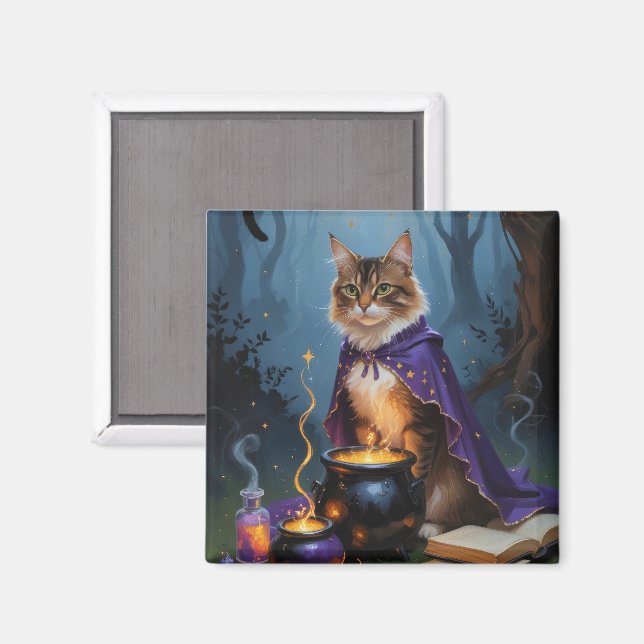 Abyssinian Cat  Whimsical Halloween Painting  Magnet (Front/Back)