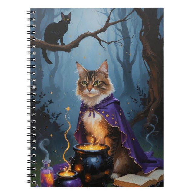 Abyssinian Cat  Whimsical Halloween Painting  Notebook (Front)
