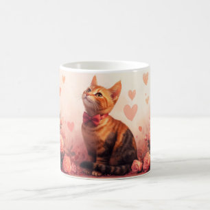 Abyssinian Cat with Roses - Valentine's Day Coffee Mug