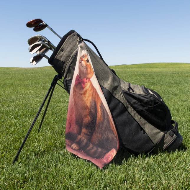Abyssinian Cat with Roses - Valentine's Day Golf Towel (Green)