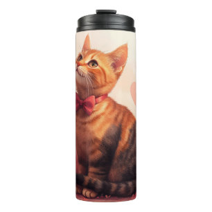 Abyssinian Cat with Roses - Valentine's Day Thermal Tumbler