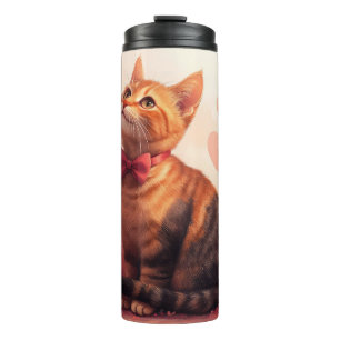 Abyssinian Cat with Roses - Valentine's Day Thermal Tumbler