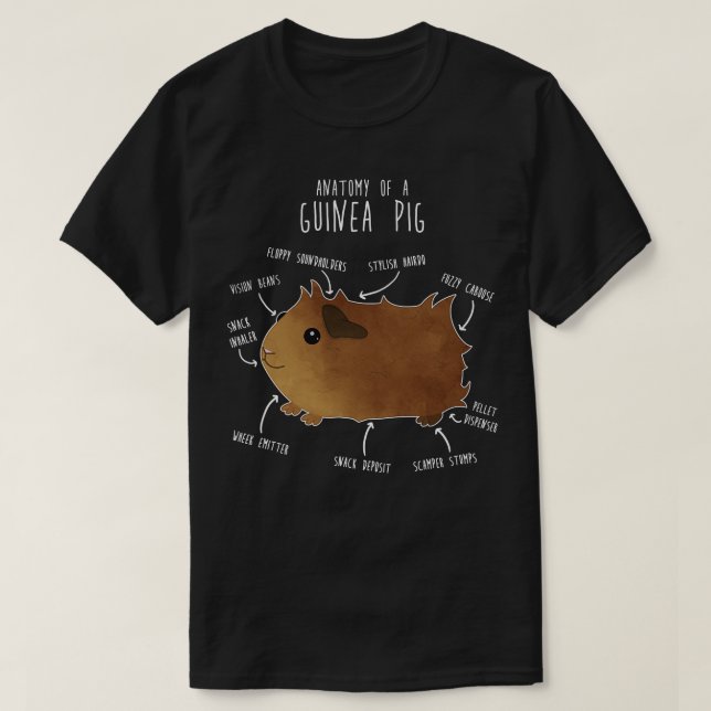 Abyssinian Guinea Pig Anatomy T-Shirt (Design Front)
