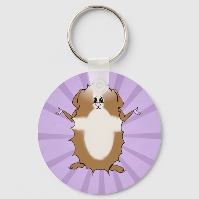 Abyssinian Guinea Pig Comic Key Ring (Front)