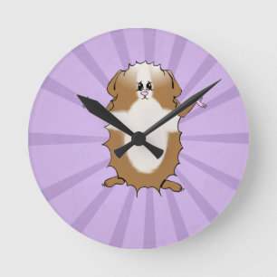 Abyssinian Guinea Pig Comic Round Clock