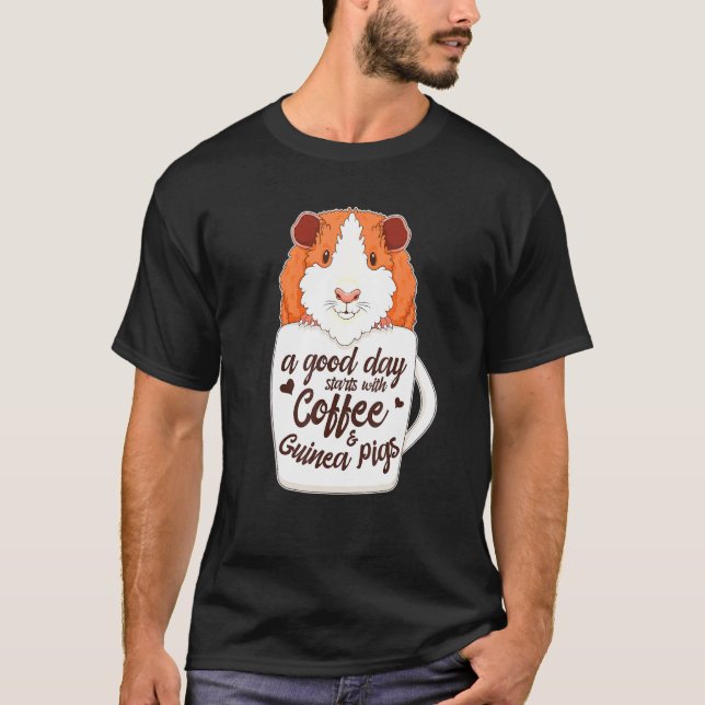 Abyssinian Guinea Pig In Coffee Mug Peruvian Piggy T-Shirt (Front)