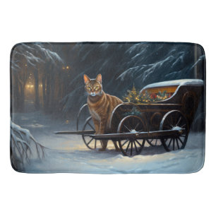 Abyssinian Snowy Sleigh Ride Christmas Decor Bath Mat