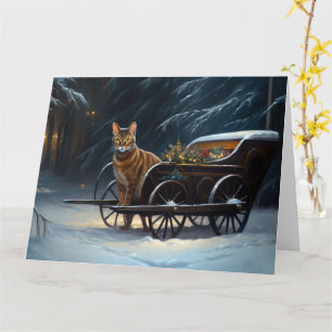 Abyssinian Snowy Sleigh Ride Christmas Decor Card