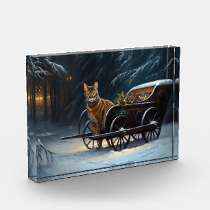 Abyssinian Snowy Sleigh Ride Christmas Decor Photo Block