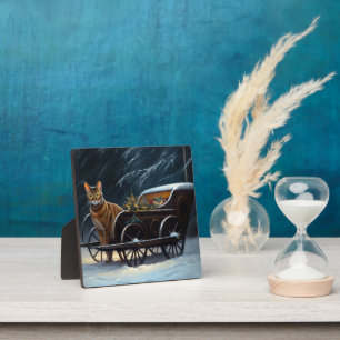 Abyssinian Snowy Sleigh Ride Christmas Decor Plaque