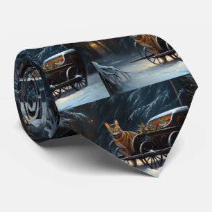 Abyssinian Snowy Sleigh Ride Christmas Decor Tie