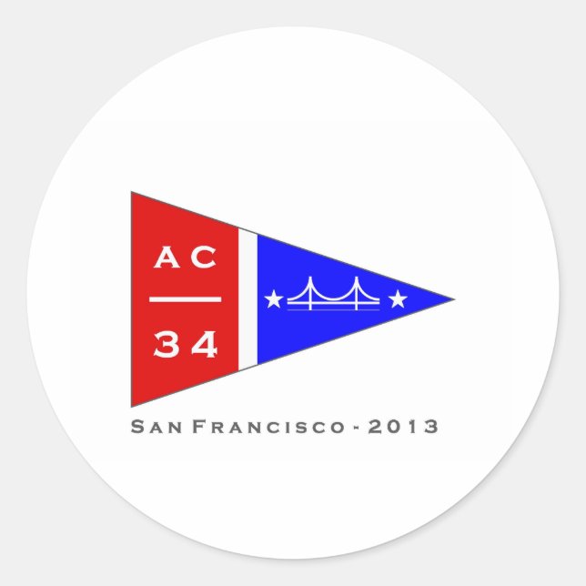 AC34 Burgee Print Classic Round Sticker (Front)