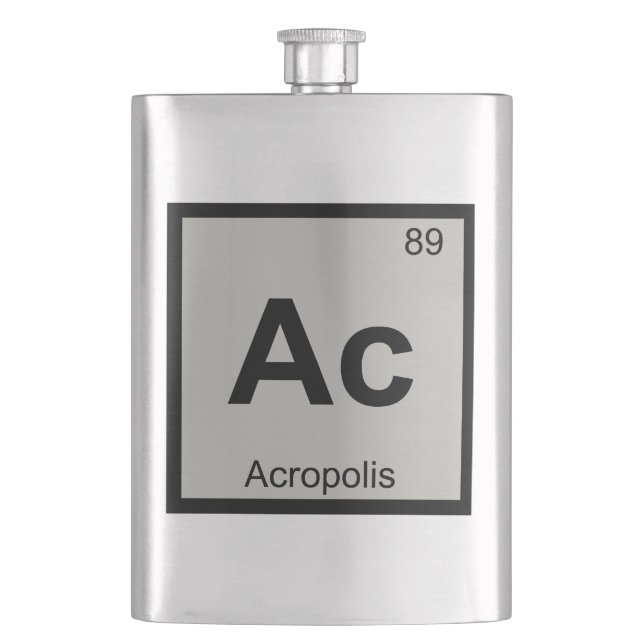 Ac - Acropolis Architecture Chemistry Symbol Hip Flask (Front)