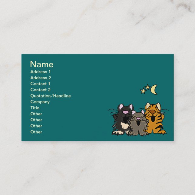AC- Awesome Singing Cartoon Cats Business Cards (Front)