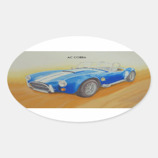 AC BLUE CLASSIC SPORTS CAR OVAL STICKER