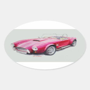 AC Cobra Red Classic Sports Car Oval Sticker