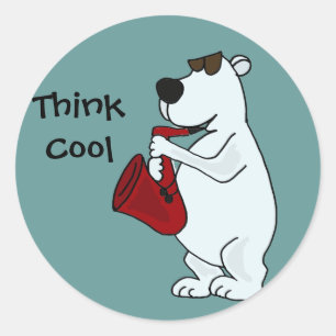 AC- Cool Polar Bear Playing the Saxophone Cartoon Classic Round Sticker