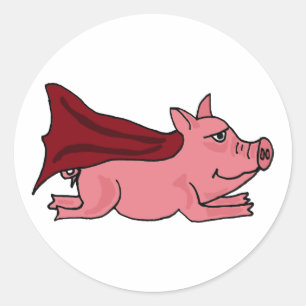 AC- Flying Super Pig Cartoon Classic Round Sticker