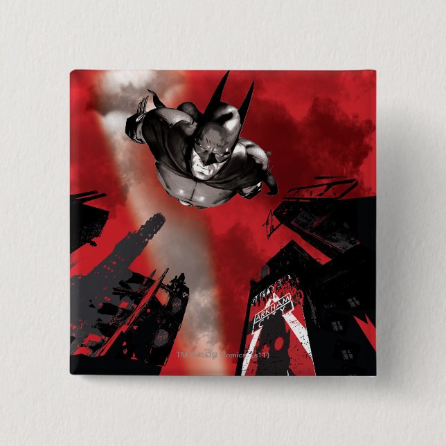 AC Poster - Batman flying 15 Cm Square Badge (Front)