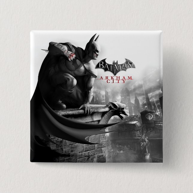 AC Poster - Batman Gargoyle Ledge 15 Cm Square Badge (Front)
